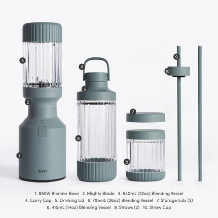 BEAST Mighty 850 Plus Blender Mist Ισχυρό & Compact Personal Blender 850W για Smoothies και Ροφήματα B85MH-BL-EU Mist