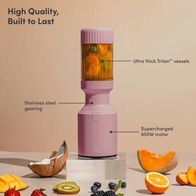 BEAST® Mighty 850 Plus Personal Blender 850W με 3 Δοχεία Ανάμειξης & Αξεσουάρ On-the-Go B85MH-LI-EU Lilac/Pink
