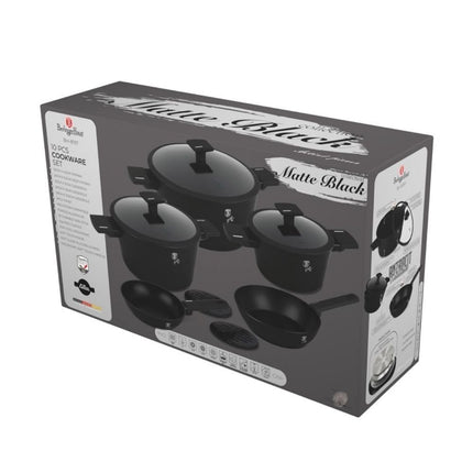 Berlinger Haus BH/8197 Σετ Μαγειρικών 10 Τεμαχίων, Ματ Μαύρο με Αντικολλητική Επίστρωση