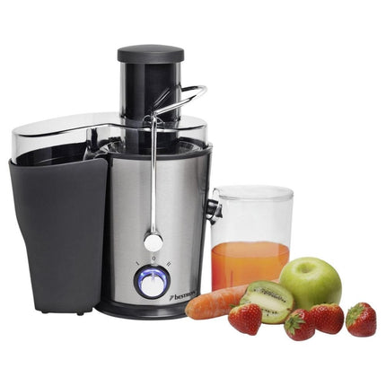 BESTRON Αποχυμωτής 400W Inox με Χωρητικότητα Δοχείου Χυμού 500ml, Ευρύ Στόμιο 65mm & 2 Ταχύτητες για Μαλακά & Σκληρά Φρούτα