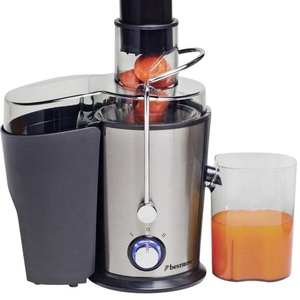 BESTRON Αποχυμωτής 400W Inox με Χωρητικότητα Δοχείου Χυμού 500ml, Ευρύ Στόμιο 65mm & 2 Ταχύτητες για Μαλακά & Σκληρά Φρούτα