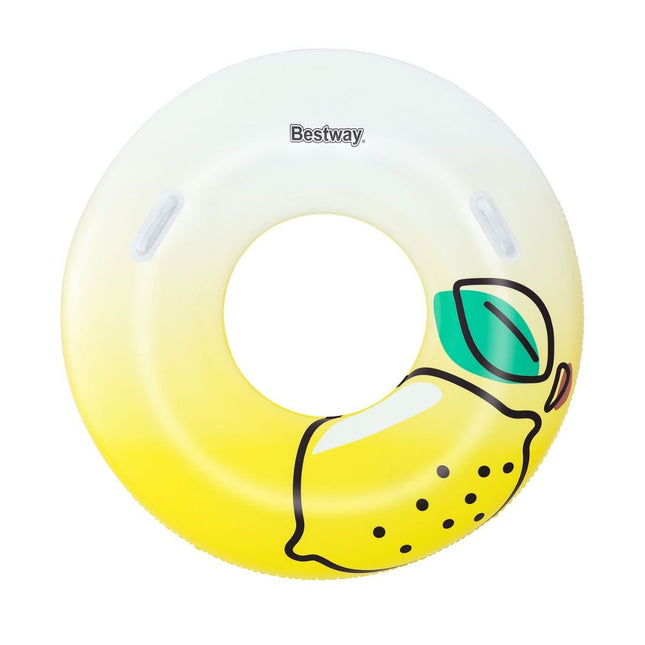 Bestway Φουσκωτό Σωσίβιο Δαχτυλίδι Λεμόνι Ø99cm με Χειρολαβές 36448 12+ Ετών Κίτρινο