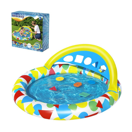 Bestway Lil’ Splash & Learn Παιδική Φουσκωτή Πισίνα Δραστηριοτήτων 120x117x46cm με Παιχνίδι Σχημάτων 52378 8+ Μηνών
