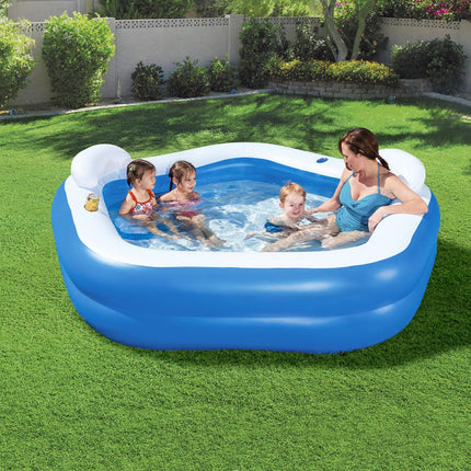 Bestway Family Fun Φουσκωτή Οικογενειακή Πισίνα 213x206x69cm με Καθίσματα 54153 6+ Ετών