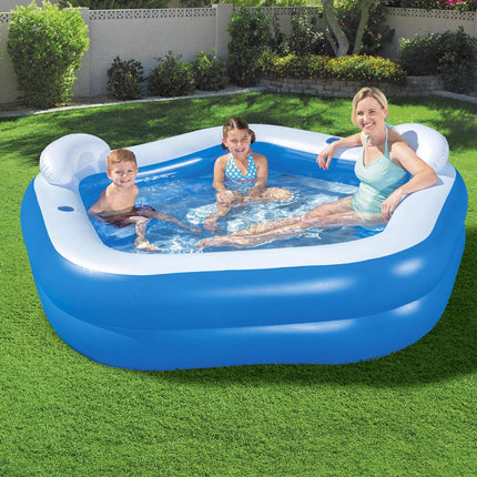 Bestway Family Fun Φουσκωτή Οικογενειακή Πισίνα 213x206x69cm με Καθίσματα 54153 6+ Ετών