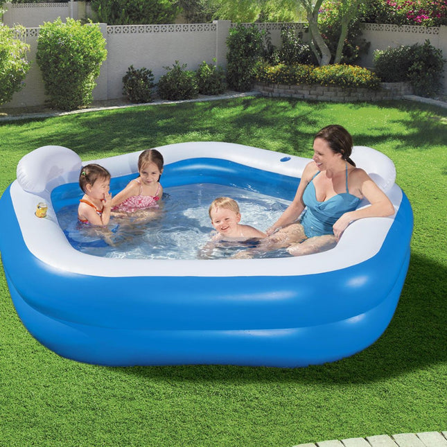Bestway Family Fun Φουσκωτή Οικογενειακή Πισίνα 213x206x69cm με Καθίσματα 54153 6+ Ετών