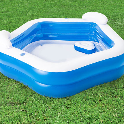 Bestway Family Fun Φουσκωτή Οικογενειακή Πισίνα 213x206x69cm με Καθίσματα 54153 6+ Ετών