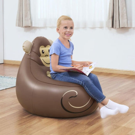 BESTWAY Cozy Critters Φουσκωτή Παιδική Πολυθρόνα Μαϊμού 72x72x64 cm 3+ Ετών Καφέ