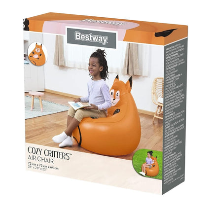 BESTWAY Cozy Critters Φουσκωτή Παιδική Πολυθρόνα Αλεπού 72x72x64 cm 3+ Ετών Πορτοκαλί