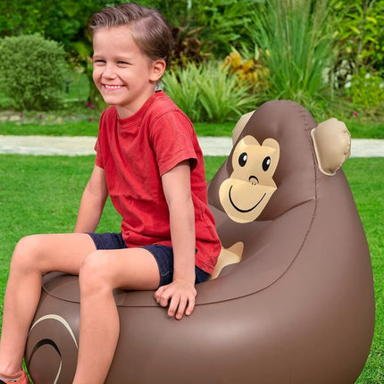 BESTWAY Cozy Critters Φουσκωτή Παιδική Πολυθρόνα Μαϊμού 72x72x64 cm 3+ Ετών Καφέ