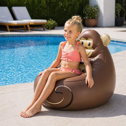 BESTWAY Cozy Critters Φουσκωτή Παιδική Πολυθρόνα Μαϊμού 72x72x64 cm 3+ Ετών Καφέ