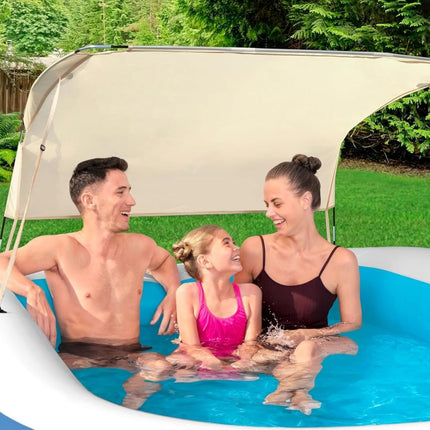 BESTWAY Οικογενειακή Πισίνα 254x178x140cm με Αποσπώμενο Σκίαστρο για Άνεση, Δροσιά & Προστασία στον Ήλιο