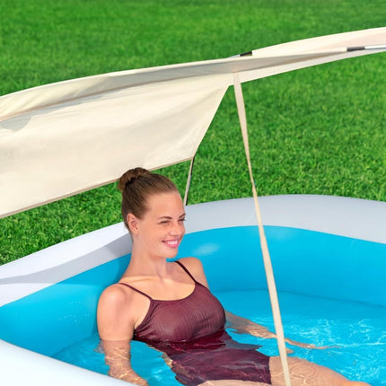 BESTWAY Οικογενειακή Πισίνα 254x178x140cm με Αποσπώμενο Σκίαστρο για Άνεση, Δροσιά & Προστασία στον Ήλιο