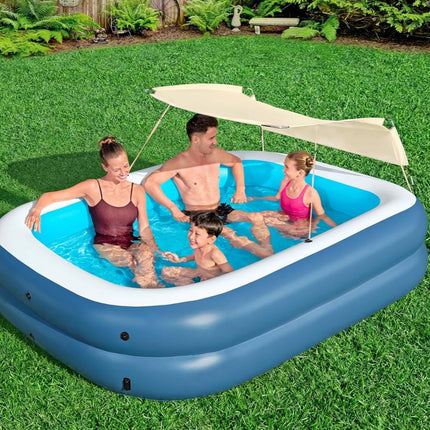 BESTWAY Οικογενειακή Πισίνα 254x178x140cm με Αποσπώμενο Σκίαστρο για Άνεση, Δροσιά & Προστασία στον Ήλιο