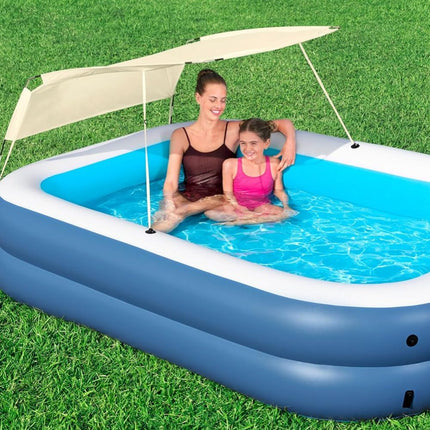 BESTWAY Οικογενειακή Πισίνα 254x178x140cm με Αποσπώμενο Σκίαστρο για Άνεση, Δροσιά & Προστασία στον Ήλιο