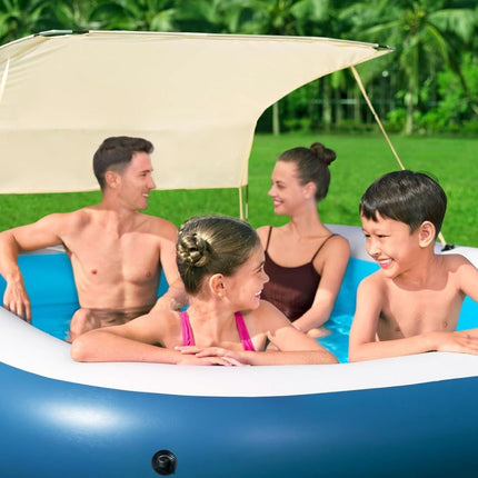 BESTWAY Οικογενειακή Πισίνα 254x178x140cm με Αποσπώμενο Σκίαστρο για Άνεση, Δροσιά & Προστασία στον Ήλιο