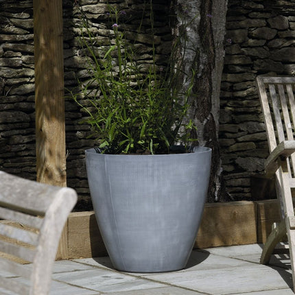 KETER Beton Round XL Στρογγυλή Γλάστρα 53x50cm με Εφέ Φυσικού Σκυροδέματος Ανοιχτό Γκρι