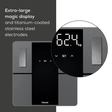 Beurer Διαγνωστική Ζυγαριά Μπάνιου με Bluetooth, Ανάλυση Σύστασης Σώματος και έως 180kg BF500