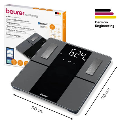 Beurer Διαγνωστική Ζυγαριά Μπάνιου με Bluetooth, Ανάλυση Σύστασης Σώματος και έως 180kg BF500
