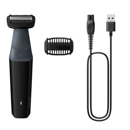 PHILIPS Bodygroom Series 3000 Επαναφορτιζόμενη Ξυριστική Μηχανή Σώματος με Διπλής Κατεύθυνσης Λεπίδες, Υποαλλεργικό Πλέγμα, Αθόρυβη, Αδιάβροχη & έως 50 Λεπτά Χρόνο Λειτουργίας BG3017/01