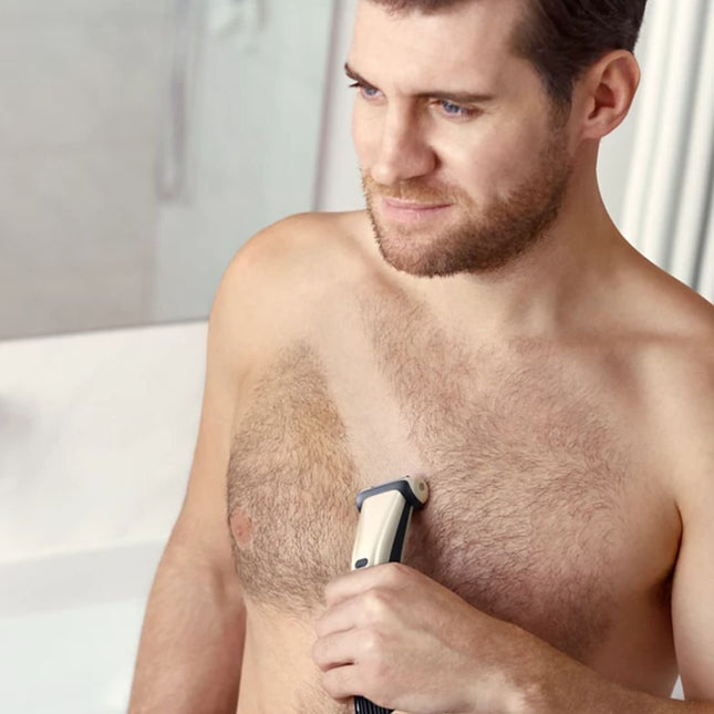 PHILIPS Bodygroom Series 7000 Επαναφορτιζόμενη Ξυριστική Μηχανή Σώματος με Διπλή Κεφαλή, 4D Τεχνολογία, Υποαλλεργικό Πλέγμα, Ρυθμιζόμενη Χτένα, Αδιάβροχη & έως 80 Λεπτά Λειτουργίας BG7025/15