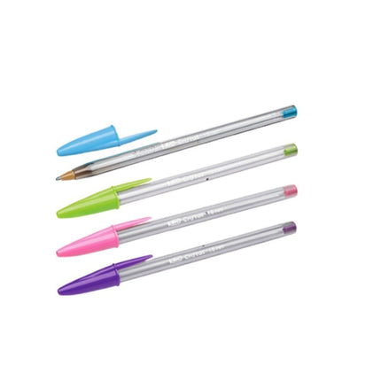 BIC Cristal Fun Σετ 4 Στυλό με Ζωντανά Χρώματα, Μεγάλη Μύτη 1,6mm για Έντονη Γραφή