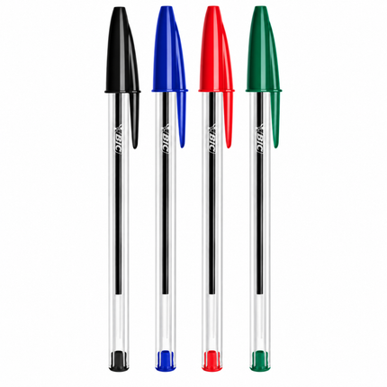 BIC Cristal Original Στυλό Διαρκείας 1.0mm με απαλή γραφή 4 τεμάχια B-516834 Μπλε, Μαύρο, Κόκκινο, Πράσινο