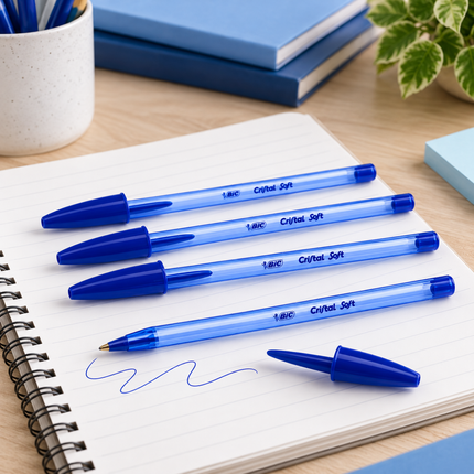 BIC Cristal Soft Στυλό Μπίλιας με Απαλή Γραφή Easy Glide 1.2mm 4 Τεμάχια B-516341 Μπλε
