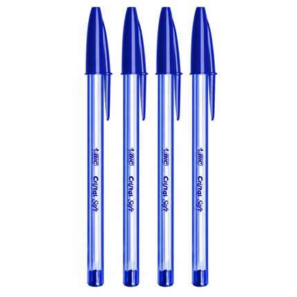 BIC Cristal Soft Στυλό Μπίλιας με Απαλή Γραφή Easy Glide 1.2mm 4 Τεμάχια B-516341 Μπλε