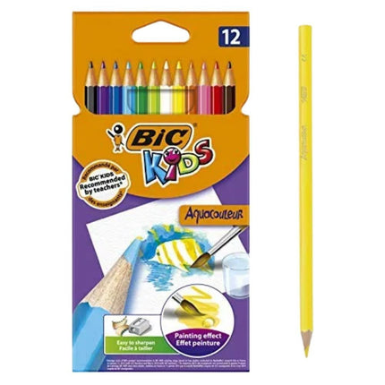 BIC Watercolor Pencils Σετ 12 Ξυλομπογιές Διπλής Χρήσης για Κλασικό & Ακουαρέλας Εφέ