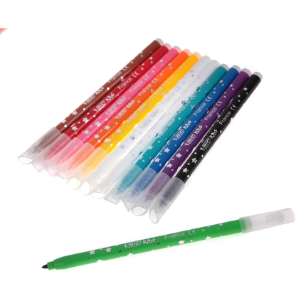 BIC Kids Colour & Erase Μαρκαδόροι Ζωγραφικής με Διορθωτές Σετ 12 Τεμαχίων 880507