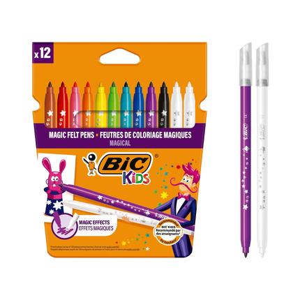 BIC Kids Colour & Erase Μαρκαδόροι Ζωγραφικής με Διορθωτές Σετ 12 Τεμαχίων 880507