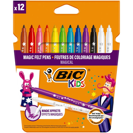 BIC Kids Colour & Erase Μαρκαδόροι Ζωγραφικής με Διορθωτές Σετ 12 Τεμαχίων 880507