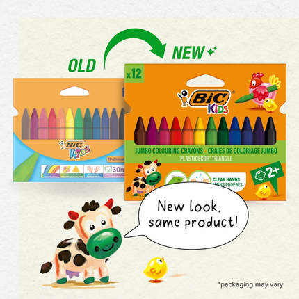 BIC Kids Plastidecor Triangle Τριγωνικές Κηρομπογιές Ζωγραφικής 12 Χρώματα 829773 2+Ετών
