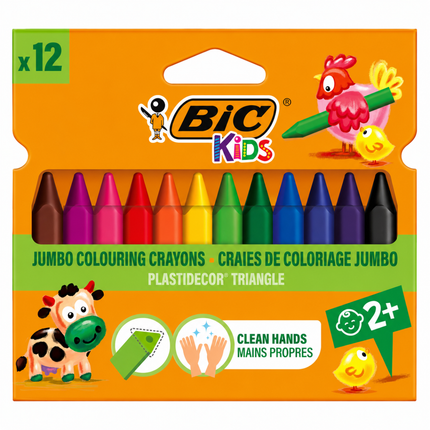 BIC Kids Plastidecor Triangle Τριγωνικές Κηρομπογιές Ζωγραφικής 12 Χρώματα 829773 2+Ετών