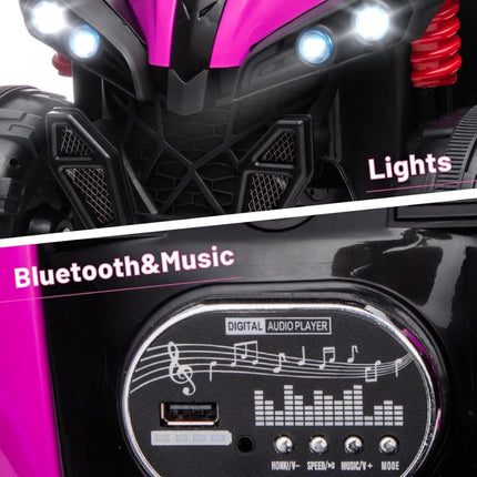 Ηλεκτροκίνητη Παιδική Τετράτροχη Μοτοσικλέτα 12V με Ήχο & Φώτα, Ροζ, 3+ Ετών
