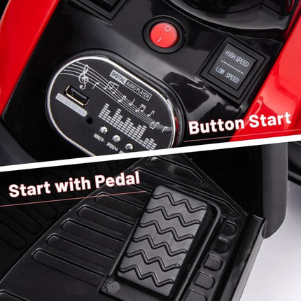 Ηλεκτροκίνητη Παιδική Τετράτροχη Μοτοσικλέτα 12V με Ήχο & Φώτα, Κόκκινο, 3+ Ετών