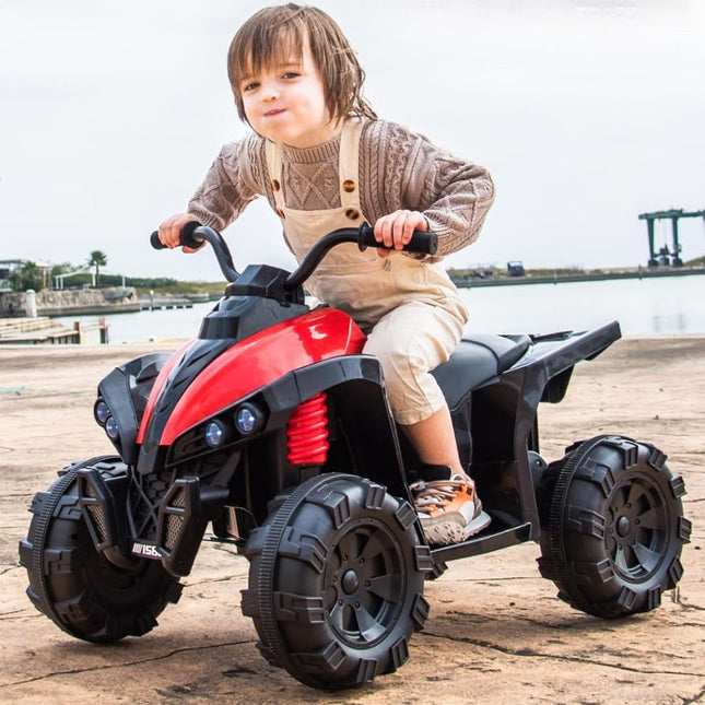 Ηλεκτροκίνητη Παιδική Τετράτροχη Μοτοσικλέτα 12V με Ήχο & Φώτα, Κόκκινο, 3+ Ετών
