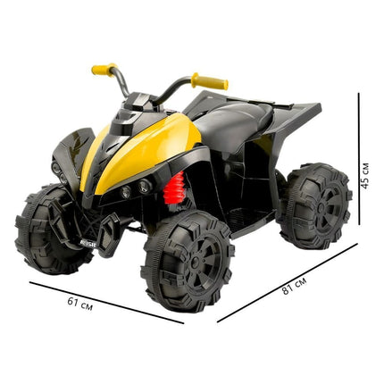 Ηλεκτροκίνητη Παιδική Τετράτροχη Μοτοσικλέτα 12V με Ήχο & Φώτα, Κίτρινο, 3+ Ετών