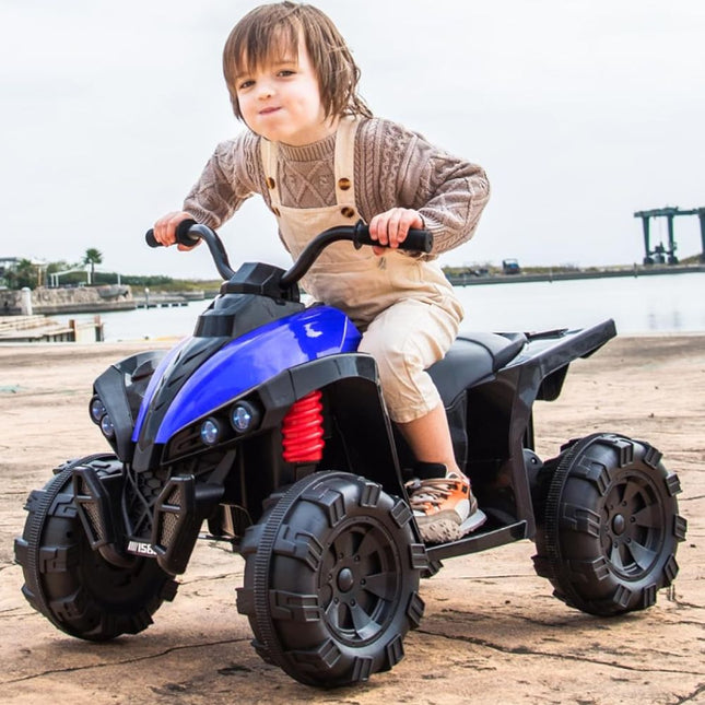 Ηλεκτροκίνητη Παιδική Τετράτροχη Μοτοσικλέτα 12V με Ήχο & Φώτα, Μπλε, 3+ Ετών