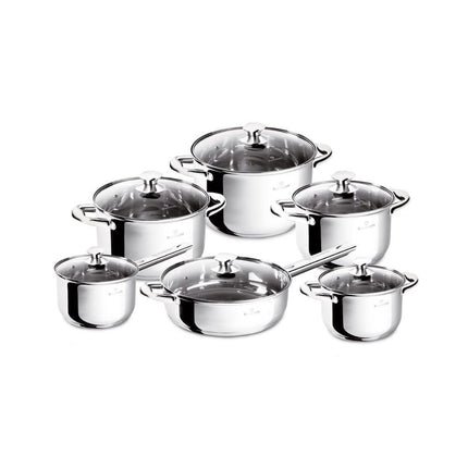Blaumann Gourmet Line BL-3875 Σετ Μαγειρικών Σκευών 12 Τεμαχίων , Ανοξείδωτα Σκεύη με Πάτο 5 Στρώσεων και Κατάλληλα για Επαγωγή