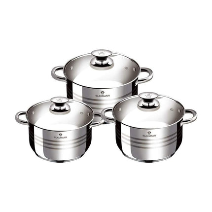 Blaumann BL-3863 Σετ Μαγειρικών Σκευών 6 Τεμαχίων, Ανοξείδωτο Ατσάλι με Πάτο 5 Στρώσεων