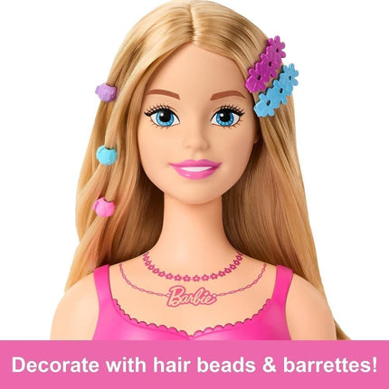 Barbie Σετ Styling Κεφαλή Κούκλας με Ξανθά Μαλλιά, 20 Αξεσουάρ για Χτενίσματα & Μακιγιάζ