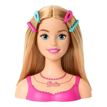 Barbie Σετ Styling Κεφαλή Κούκλας με Ξανθά Μαλλιά, 20 Αξεσουάρ για Χτενίσματα & Μακιγιάζ