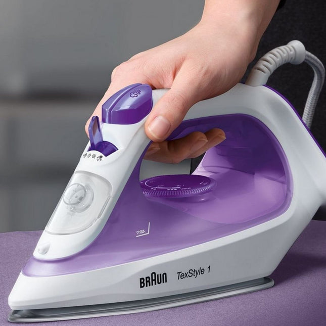 Braun TexStyle 1 Ατμοσίδερο 2000W με Δοχείο Νερού 220ml, SuperCeramic Πλάκα & Anti-Drip SI1080VI Μωβ