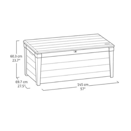 KETER Brightwood Κουτί Αποθήκευσης 454L ΑνθρακίνΙδανικό για Μαξιλάρια, Αξεσουάρ Κήπου, Εργαλεία και Παιχνίδια