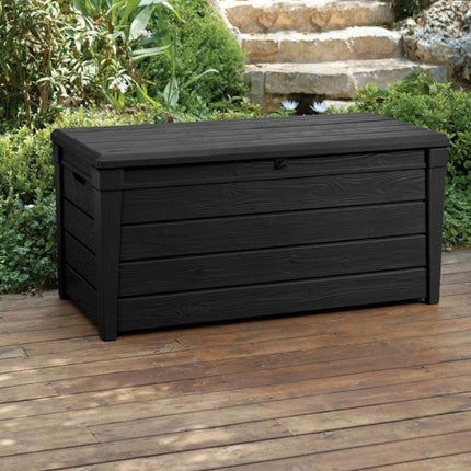 KETER Brightwood Κουτί Αποθήκευσης 454L ΑνθρακίνΙδανικό για Μαξιλάρια, Αξεσουάρ Κήπου, Εργαλεία και Παιχνίδια