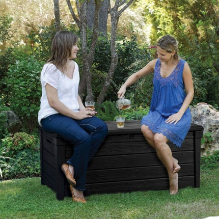 KETER Brightwood Κουτί Αποθήκευσης 454L ΑνθρακίνΙδανικό για Μαξιλάρια, Αξεσουάρ Κήπου, Εργαλεία και Παιχνίδια