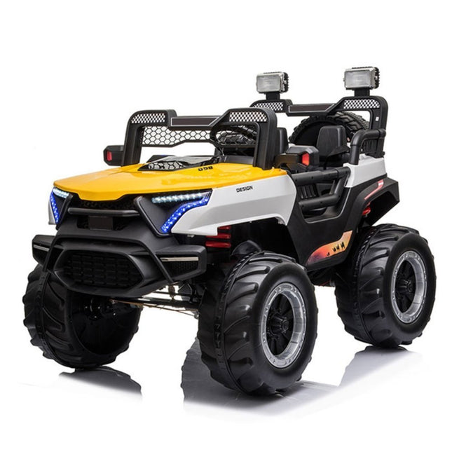 Buggy Car Ηλεκτροκίνητο Αυτοκίνητο 4×4 12V με Δερμάτινα Καθίσματα, 2 Θέσεων & Τηλεχειριστήριο 2.4G Κίτρινο, 3+ Ετών