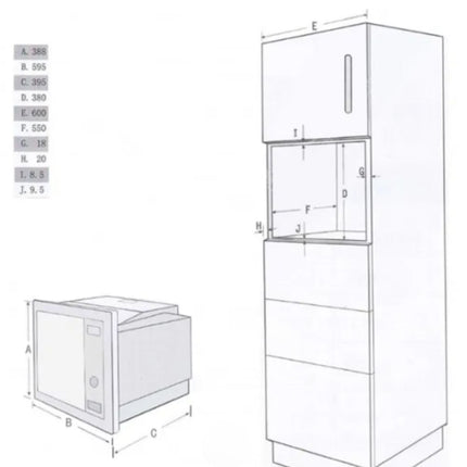 Midea Εντοιχιζόμενος Φούρνος Μικροκυμάτων 25L 900W με Grill, 2 λειτουργίες θέρμανσης & 8 Προγράμματα, Μαύρο TG925E3BK